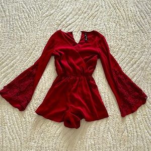 Red laced romper